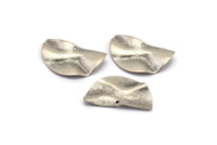 Semi Circle Charm, 10 Antique Silver Plated Brass Wavy Half Moon Charms With 1 Hole, Earrings, Findings (25x14x0.60mm) D0674 H0866