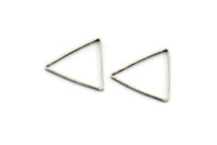 Silver Triangle Charm, 50 Antique Silver Plated Brass Open Triangle Ring Charms (17x1mm) D0066 H0659