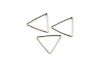 Silver Triangle Charm, 50 Antique Silver Plated Brass Open Triangle Ring Charms (17x1mm) D0066 H0659