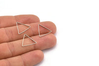 Silver Triangle Charm, 50 Antique Silver Plated Brass Open Triangle Ring Charms (17x1mm) D0066 H0659