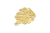 Pirinç Monstera Tılsımı, 1 Halkalı 24 Ham Pirinç Monstera Yaprağı Tılsımı, Kolye Uçları, Küpeler, Bulgular (24x20x0,60 mm) D1005