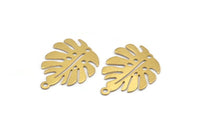Pirinç Monstera Tılsımı, 1 Halkalı 24 Ham Pirinç Monstera Yaprağı Tılsımı, Kolye Uçları, Küpeler, Bulgular (24x20x0,60 mm) D1005