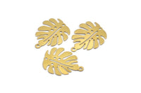 Pirinç Monstera Tılsımı, 1 Halkalı 24 Ham Pirinç Monstera Yaprağı Tılsımı, Kolye Uçları, Küpeler, Bulgular (24x20x0,60 mm) D1005