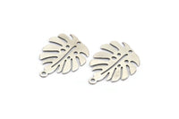 Gümüş Monstera Charm, 12 Antik Gümüş Kaplama Pirinç Monstera Yaprağı Charm, 1 Halka, Küpeler, Bulgular (24x20x0,60 mm) D1005 H1043