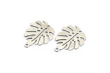 Gümüş Monstera Charm, 12 Antik Gümüş Kaplama Pirinç Monstera Yaprağı Charm, 1 Halka, Küpeler, Bulgular (24x20x0,60 mm) D1005 H1043