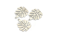 Gümüş Monstera Charm, 12 Antik Gümüş Kaplama Pirinç Monstera Yaprağı Charm, 1 Halka, Küpeler, Bulgular (24x20x0,60 mm) D1005 H1043