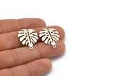 Gümüş Monstera Charm, 12 Antik Gümüş Kaplama Pirinç Monstera Yaprağı Charm, 1 Halka, Küpeler, Bulgular (24x20x0,60 mm) D1005 H1043