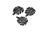 Black Monstera Charm, 12 Oxidized Black Brass Monstera Leaf Charms With 1 Loop, Pendants, Earrings, Findings (24x20x0.60mm) D1005 S234
