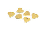 Brass Heart Charm, 24 Raw Brass Heart Charms With 1 Hole (11x0.80mm) A2998
