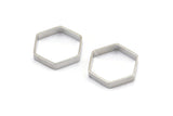 Silver Hexagon Charm, 12 Silver Tone Hexagon Shaped Ring Charms (18x3x0.7mm) BS 2376