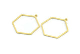 Brass Hexagon Charm, 12 Raw Brass Hexagon Shaped Charms With 1 Loop, Earring Findings, Geometric Charms (32x26x1mm) A3001