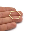 Brass Hexagon Charm, 12 Raw Brass Hexagon Shaped Charms With 1 Loop, Earring Findings, Geometric Charms (32x26x1mm) A3001
