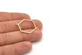 Brass Hexagon Connector, 24 Raw Brass Hexagon Shaped Connectors With 2 Loops, Earring Findings, Geometric Connectors (31x23x1mm) A2999