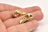 Tiny Bird Skull, 2 Gold Plated Brass Bird Skull Pendant, (24x11.5x9.5mm) N0489 Q0127