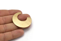 Brass Moon Charm, 8 Raw Brass Textured Crescent Connectors Without Hole, Pendants, Earrings, Findings (40x37x0.50mm) D882