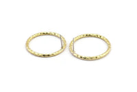 Brass Round Earring, 2 Textured Raw Brass Circle Shaped Stud Earrings (29x2mm) N2110