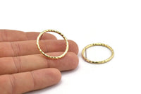 Brass Round Earring, 2 Textured Raw Brass Circle Shaped Stud Earrings (29x2mm) N2110