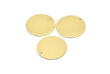 Brass Round Charms, 4 Raw Brass Round Charms With 1 Hole, Pendants, Earring Findings (26x1mm) A3047