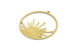 Brass Sun Charm, 4 Raw Brass Sun Charms With 1 Loop, Charm Pendants (41x39x1mm) A3052