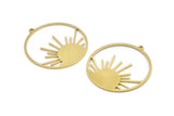 Brass Sun Charm, 4 Raw Brass Sun Charms With 1 Loop, Charm Pendants (41x39x1mm) A3052