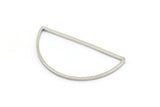 Silver Half Moon, 24 Silver Tone Brass Semi Circle Connectors (15x30x0.80mm) D1293