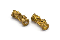 Raw Brass Tube Pendant Setting, Findings (23x9mm)   F075