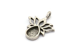 Gümüş Çiçek Tılsımı, 1 Döngülü 4 Antik Gümüş Kaplama Pirinç Lotus Çiçeği Tılsımı - Ped Boyutu 6x8mm (21x17mm) N2073 H1513