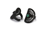 Black Ring, Oxidized Black Brass Ring With 1 Stone Setting - Pad Size 5mm N1840