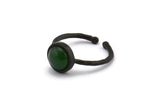 Black Ring Settings, 2 Oxidized Black Brass Round Ring With 1 Stone Setting - Pad Size 8mm N1765 S1201