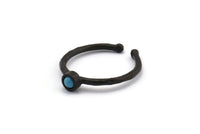 Black Ring Settings, 4 Oxidized Black Brass Round Ring With 1 Stone Setting - Pad Size 3mm N1760 H0826