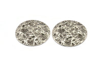 Gümüş Yuvarlak Tılsımlar, 1 Delikli 2 Çekiçlenmiş Antik Gümüş Kaplama Pirinç Yuvarlak Tılsım, Kolye Uçları, Küpeler, Bulgular (40x0,60 mm) D1027 H1124
