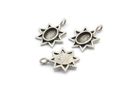 Gümüş Yıldız Charm, 1 Döngülü 4 Antik Gümüş Kaplamalı Pirinç Yıldız Charm - Ped Boyutu 6x8mm (21x17mm) N2070 H1469