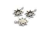 Gümüş Yıldız Charm, 1 Döngülü 4 Antik Gümüş Kaplamalı Pirinç Yıldız Charm - Ped Boyutu 6x8mm (21x17mm) N2070 H1469