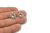 Gümüş Yıldız Charm, 1 Döngülü 4 Antik Gümüş Kaplamalı Pirinç Yıldız Charm - Ped Boyutu 6x8mm (21x17mm) N2070 H1469