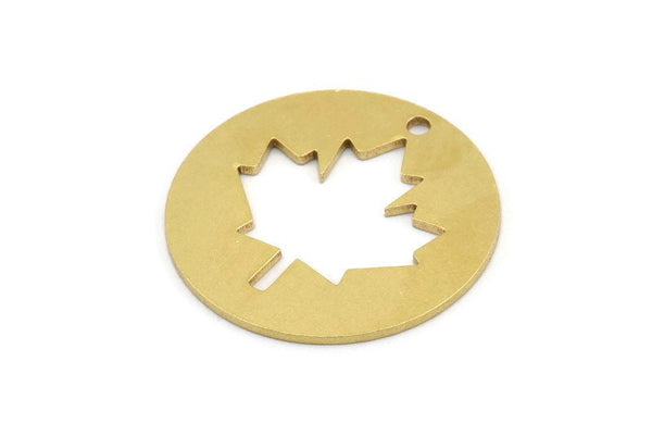 Brass Leaf Charm, 4 Raw Brass Leaf Charms With 1 Hole, Charm Pendants (30x1mm) A3070