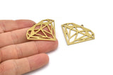 Brass Diamond Charm, 4 Raw Brass Diamond Charms With 1 Loop (41x32x1mm) A3055