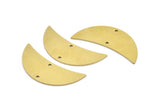 Brass Moon Charm, 4 Raw Brass Crescent Moon Charms With 2 Holes (46x17x1mm) A3065