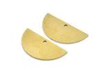 Semi Circle Charm, 4 Raw Brass Half Moon Charms With 1 Hole (34x17x1mm) A3069