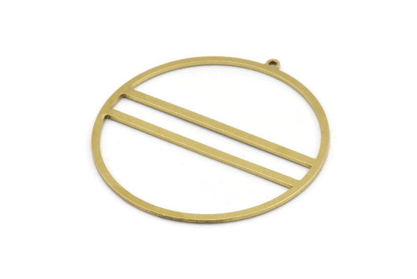 Brass Circle Charm, 4 Raw Brass Circle Charms With 1 Loop, Charm Pendants (52x50x1mm) A3054
