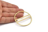 Brass Circle Charm, 4 Raw Brass Circle Charms With 1 Loop, Charm Pendants (52x50x1mm) A3054