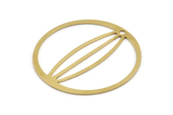 Brass Circle Charm, 4 Raw Brass Circle Charms With 1 Hole, Charm Pendants (53x1mm) A3063