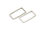 Silver Rectangle Charm, 25 Antique Silver Plated Brass Open Rectangle Connectors, Brass Charms (10x20x0.8mm) D0328 H0602