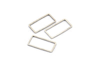 Silver Rectangle Charm, 25 Antique Silver Plated Brass Open Rectangle Connectors, Brass Charms (10x20x0.8mm) D0328 H0602