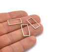 Silver Rectangle Charm, 25 Antique Silver Plated Brass Open Rectangle Connectors, Brass Charms (10x20x0.8mm) D0328 H0602