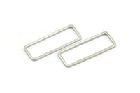 Silver Rectangle Charm, 50 Silver Tone Open Rectangle Connectors, Charms (24x9x1x0.8mm) BS 2395