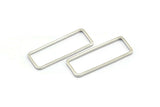 Silver Rectangle Charm, 50 Silver Tone Open Rectangle Connectors, Charms (24x9x1x0.8mm) BS 2395