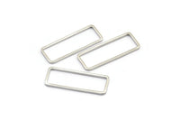 Silver Rectangle Charm, 50 Silver Tone Open Rectangle Connectors, Charms (24x9x1x0.8mm) BS 2395