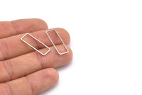 Silver Rectangle Charm, 50 Silver Tone Open Rectangle Connectors, Charms (24x9x1x0.8mm) BS 2395