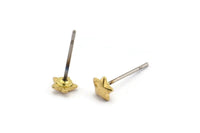 Brass Star Earring, 12 Raw Brass Star Stud Earrings (5mm) D1436 A1447