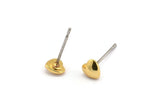 Gold Heart Earring, 12 Gold Plated Brass Heart Stud Earrings (5x1.5mm) A1342 A1522